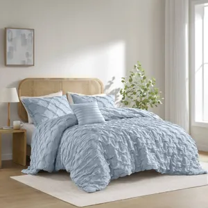 Comfort Spaces Bailey Diamond Pintuck Pleated Woven Comforter Set