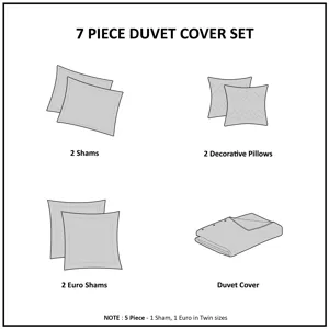 Urban Habitat Brooklyn Cotton Jacquard Duvet Cover Set with Euro Shams and Throw Pillows