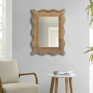 INK+IVY 26X36 Double-Layer Scalloped Natural Jute Wall Mirror Amelie Seagrass - Natural
