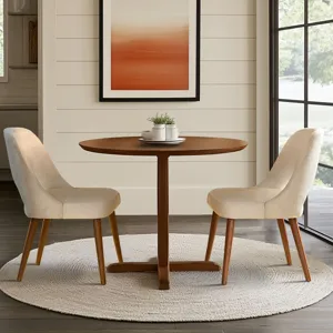 Nola Upholstered Dining Side Chairs with Cutout Back design (Set of 2) - Cream