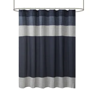 Amherst Faux Silk Shower Curtain - Navy