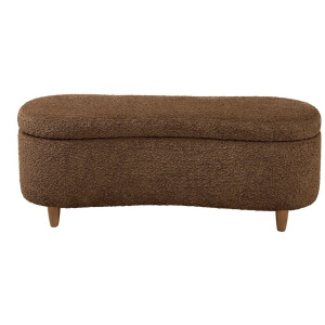 Bailey Boucle Flip Top Storage Bench - Chocolate