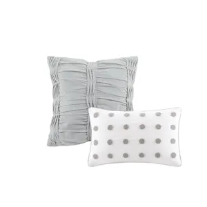 Brooklyn Full/Queen Cotton Jacquard Comforter Set with Euro Shams and Throw Pillows - Ivory