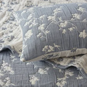 Harbor House Catalina Botanical 3 Piece Jacquard Cotton Gauze Quilt Set