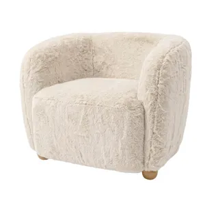 Nicole Miller Merlow Faux Fur Barrel Accent Chair - Ivory