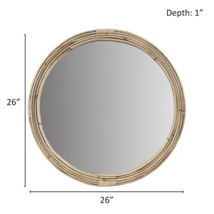 Luna Natural Rattan Round Wall Mirror - Natural