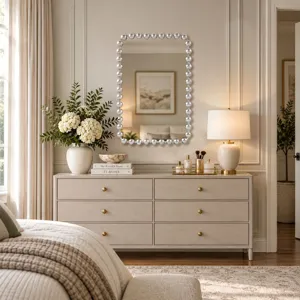 Madison Park Signature Marlowe 24X36 Rounded Rectangle Beaded Wall Mirror