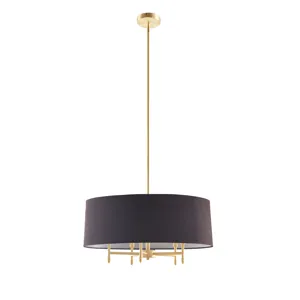 Presidio Presidio 5-Light Dimmable Chandelier with Drum-shaped Fabric Shade & Adjustable Height - Go