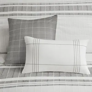Morgan King/California King 5 Piece Cotton Jaquard Duvet Set - White/Grey