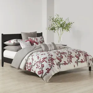 Cherry Blossom Euro Sham - Grey
