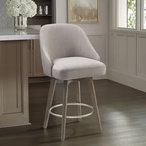 Pearce Pearce Swivel Upholstered Counter Stool with Solid Wood Legs & Metal Footrest - Grey