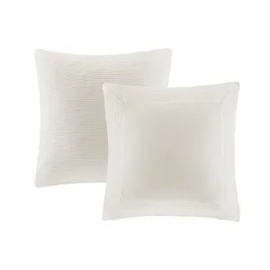 Hanae Cotton Blend Yarn Dyed Euro Sham - White