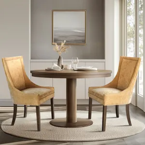 Ultra Ultra Upholstered Dining Side Chairs with wood legs (Set of 2) - Gold