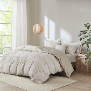 Dover Full/Queen 5 Piece Organic Cotton Oversized Comforter Cover Set w/removable insert - Natural