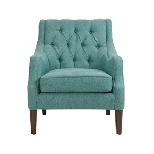 Qwen Button Tufted Accent Chair - Teal