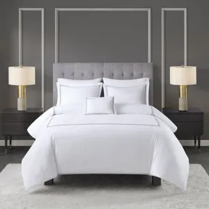 500 Thread Count Luxury Collection Full/Queen 100% Cotton Sateen Embroidered Duvet Cover Set - White