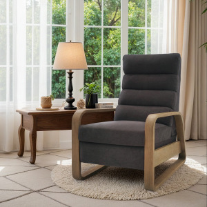 Jordan Wood framed push back Recliner - Grey