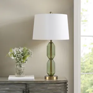 Zirconia Faceted Green Glass Table Lamp - Green
