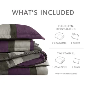 Comfort Spaces Highland Stripe Pieced Faux Suede Comforter Set