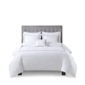 500 Thread Count Luxury Collection Full/Queen 100% Cotton Sateen Embroidered Duvet Cover Set - White