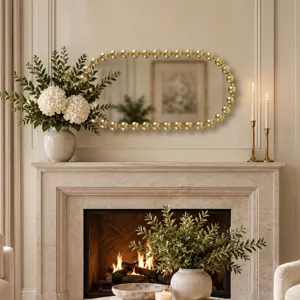 Madison Park Signature Marlowe 18X36 Oval Beaded Wall Mirror - Gold