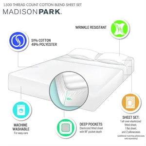 Madison Park 1500 Thread Count Cotton Blend 4 PC Sheet Set