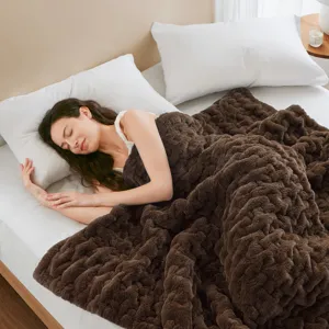 Madison Park Ruched Fur Throw