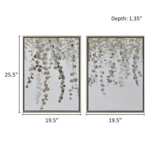 INK+IVY Botanical Waterfall Eucalyptus 2-piece Framed Canvas Wall Decor Set - Green