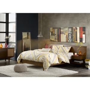 Clark King Bed with 2 Nightstands - Pecan