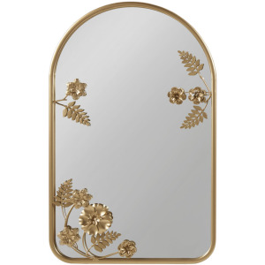 Adaline Arched Metal Floral Wall Mirror - Gold