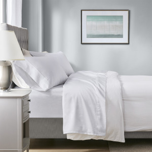 1000 Thread Count California King HeiQ Smart Temperature Cotton Blend 4 PC Sheet Set - White