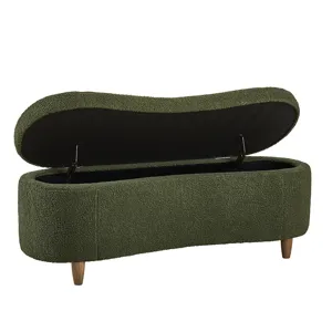 Bailey Boucle Flip Top Storage Bench - Green
