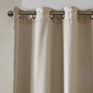 SunSmart Mirage Knitted Jacquard Damask Total Blackout Grommet Top Curtain Panel