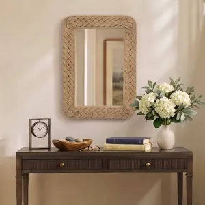Martha Stewart 26X30 Handwoven Braided Jute Wall Mirror Maevel Driftwood - Natural