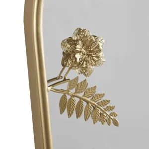 Adaline Arched Metal Floral Wall Mirror - Gold