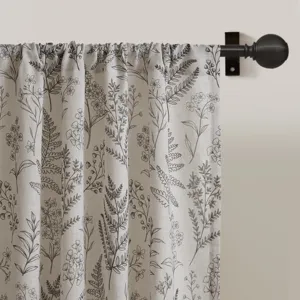 Madison Park Aria Floral Window Panel - Charcoal