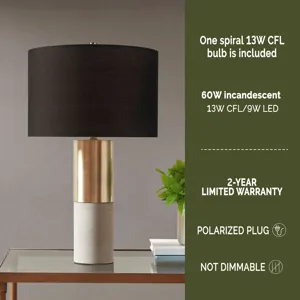 Fulton Fulton Metal and Concrete Table Lamp - Gold/Grey/Black