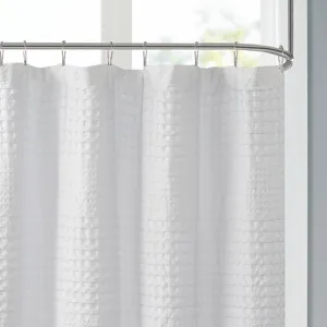 Madison Park Arlo Super Waffle Textured Solid Shower Curtain - White
