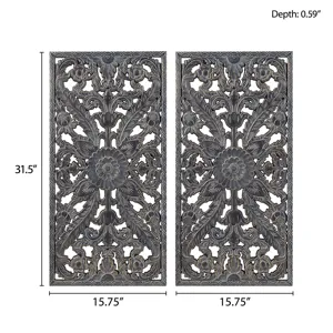Madison Park Botanical Panel Distressed Carved Wood 2-piece Wall Decor Set