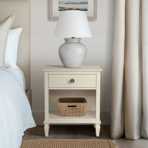 Victoria one-drawer wood nightstand with shelf - Antique Cream