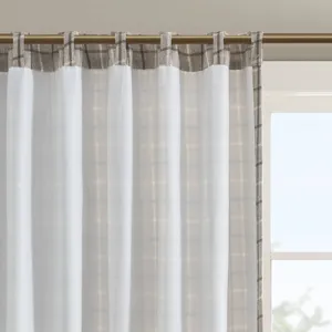 Anaheim Plaid Rod Pocket and Back Tab Curtain Panel with Fleece Lining - Brown