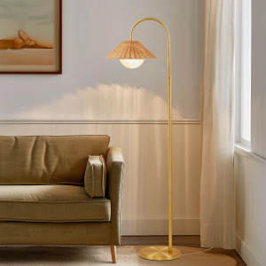 Laguna Rattan Weave Shade Floor Lamp - Gold/Natural