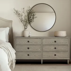 Victoria 6-drawer wood dresser (70\") - Reclaimed Grey