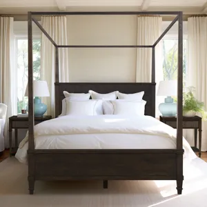 Kenna Queen Canopy Bed Queen - Dark Coffee