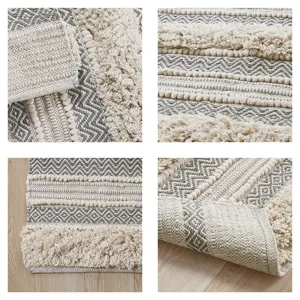 Asher Woven Texture Stripe Bath Rug - Grey