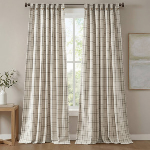 Madison Park Anaheim Plaid Rod Pocket and Back Tab Curtain Panel with Fleece Lining