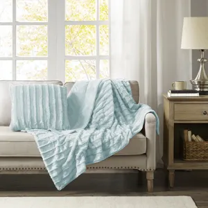 Duke Faux Fur Square Pillow - Blue