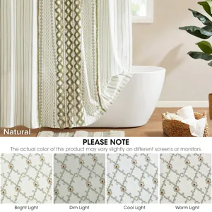 INK+IVY Imani Cotton Printed Shower Curtain with Chenille