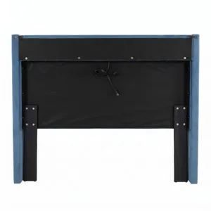 Nicole Miller Corvina Full/Queen Ruched Velvet Headboard with Built-In AC Power, USB & USB-C Charging - Full/Queen - Slate Blue
