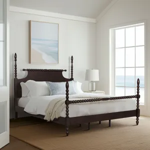 Beckett Queen Turned Wood Spindle Bed - Morocco Brown